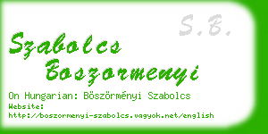 szabolcs boszormenyi business card